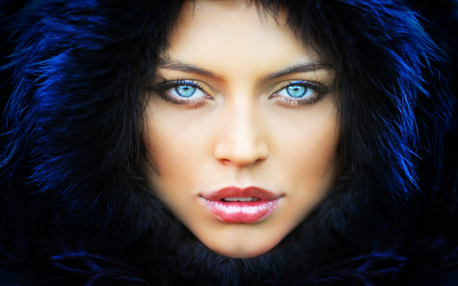 Dark-haired blue-eyed women - wide 1